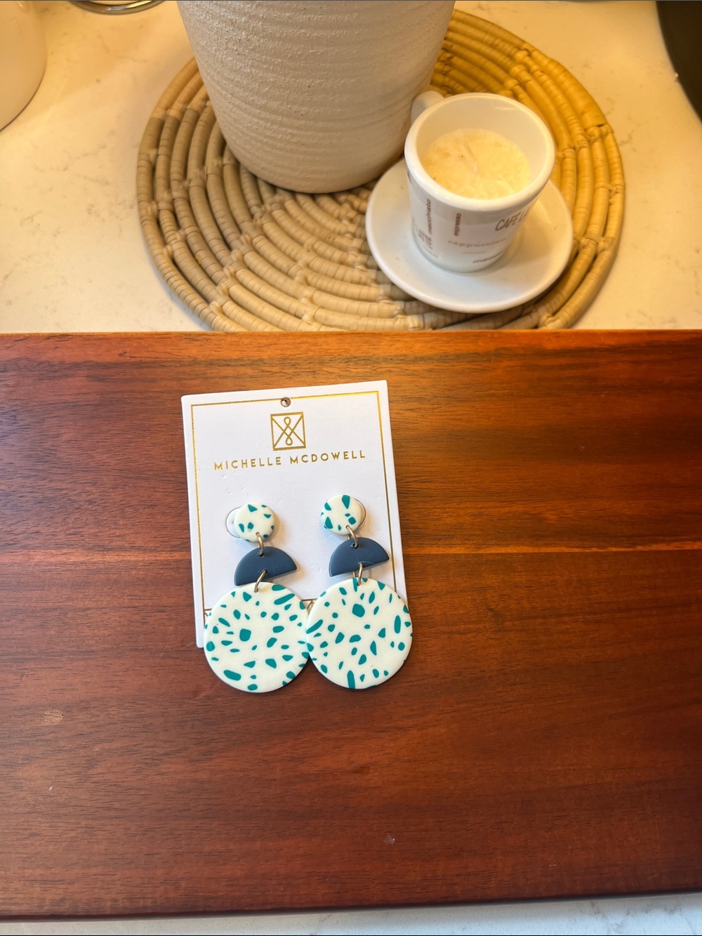 Michelle McDowell Teal Speckled Drop Earrings